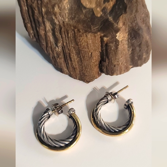 David Yurman 925 18k cable earrings - Picture 6 of 6